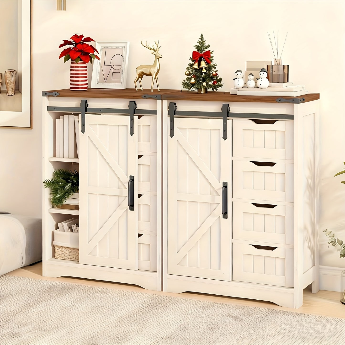 VABCHES Art Deco 4 Drawer Bathroom Storage Cabinet With Easy Glide Drawers