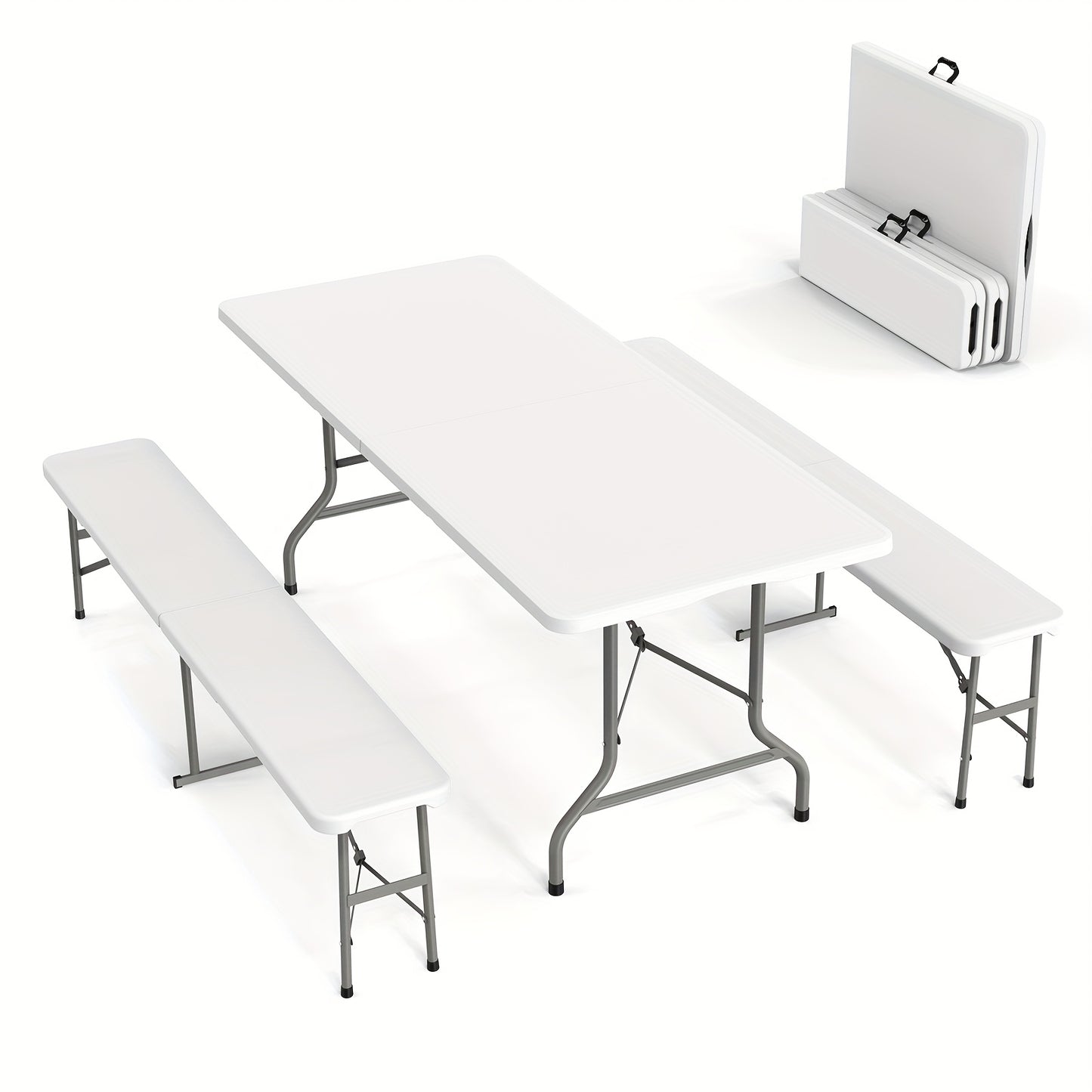 6-Foot Plastic Folding Table Portable For Picnics And Events White Iron Frame