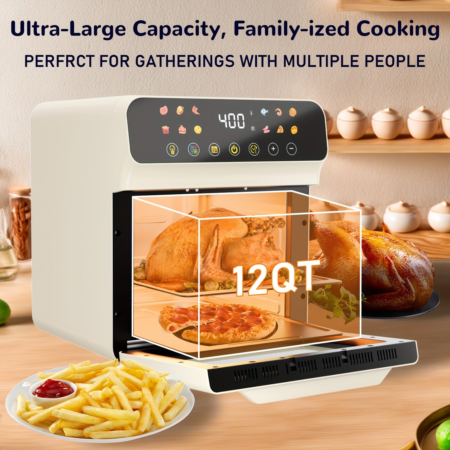 Smart Air Fryer Oven 12 Quart 12in1 With Presets And Light