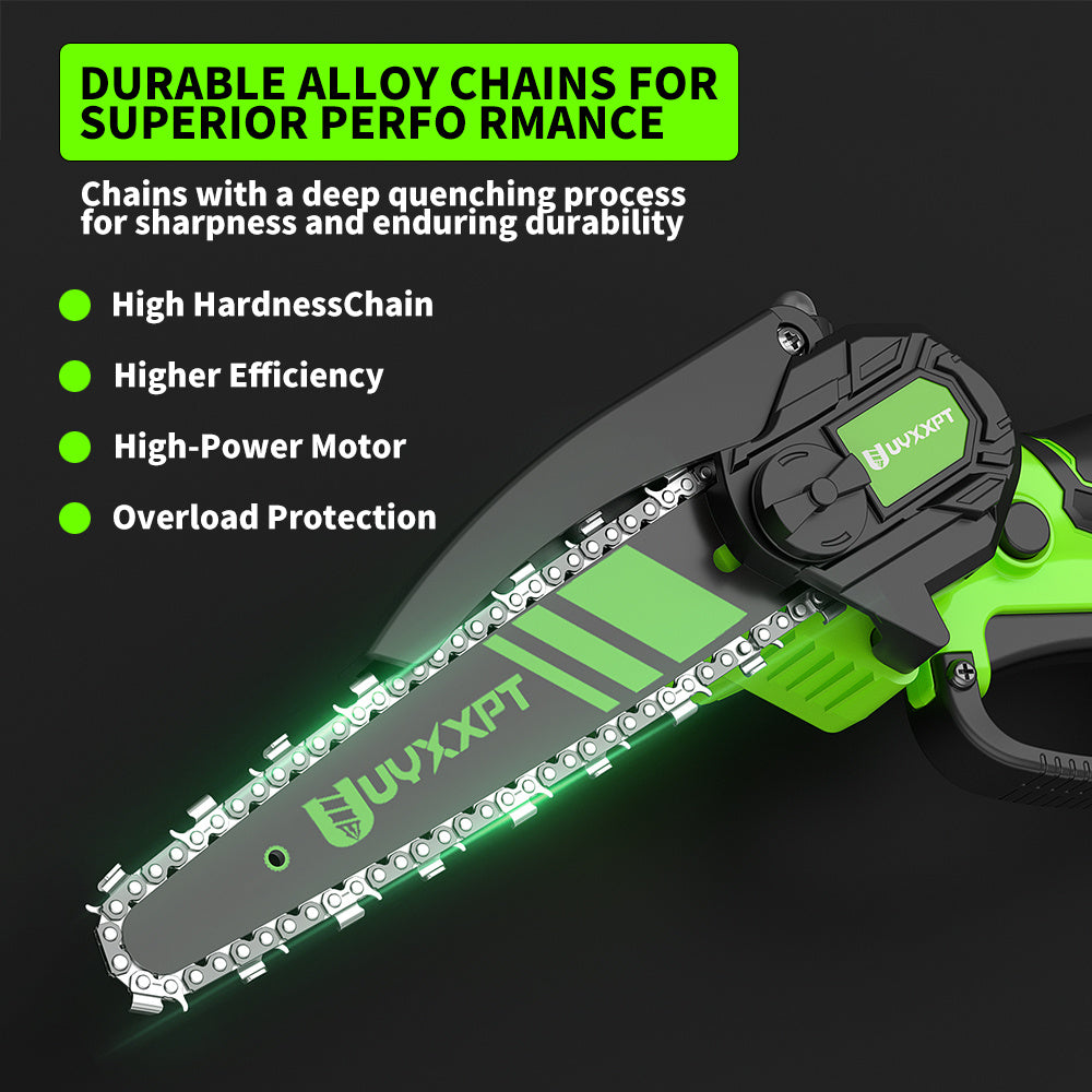 8 Inch Cordless Mini Chainsaw With 2 Batteries 3 Chains Oiler Lightweight