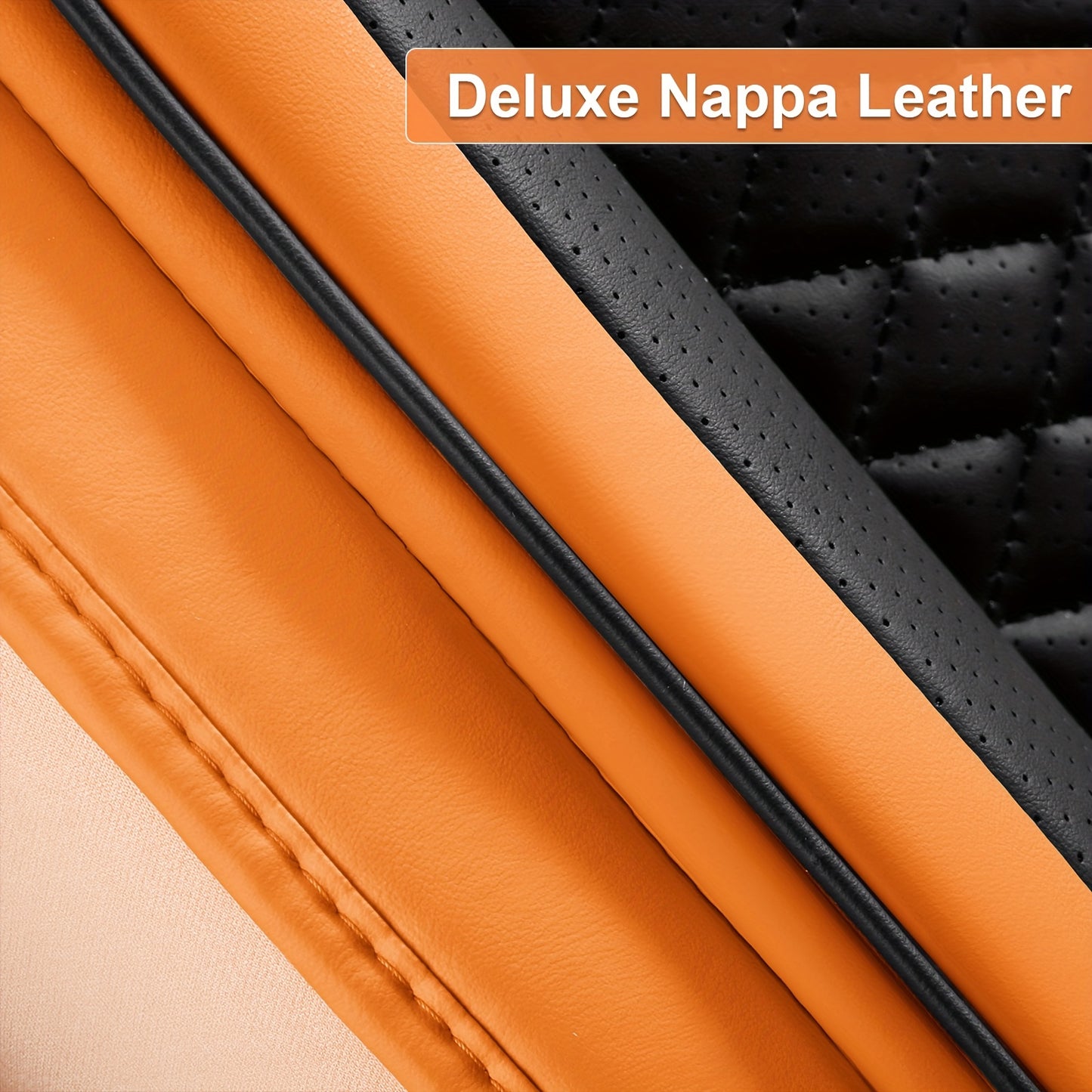 5 Seat Nappa Leather Breathable Perforated Air Hole Universal Car Seat Covers Full Set Full Surrounded Front Back Side Cushion Protector Fit for Most Cars SUV Truck Sedan