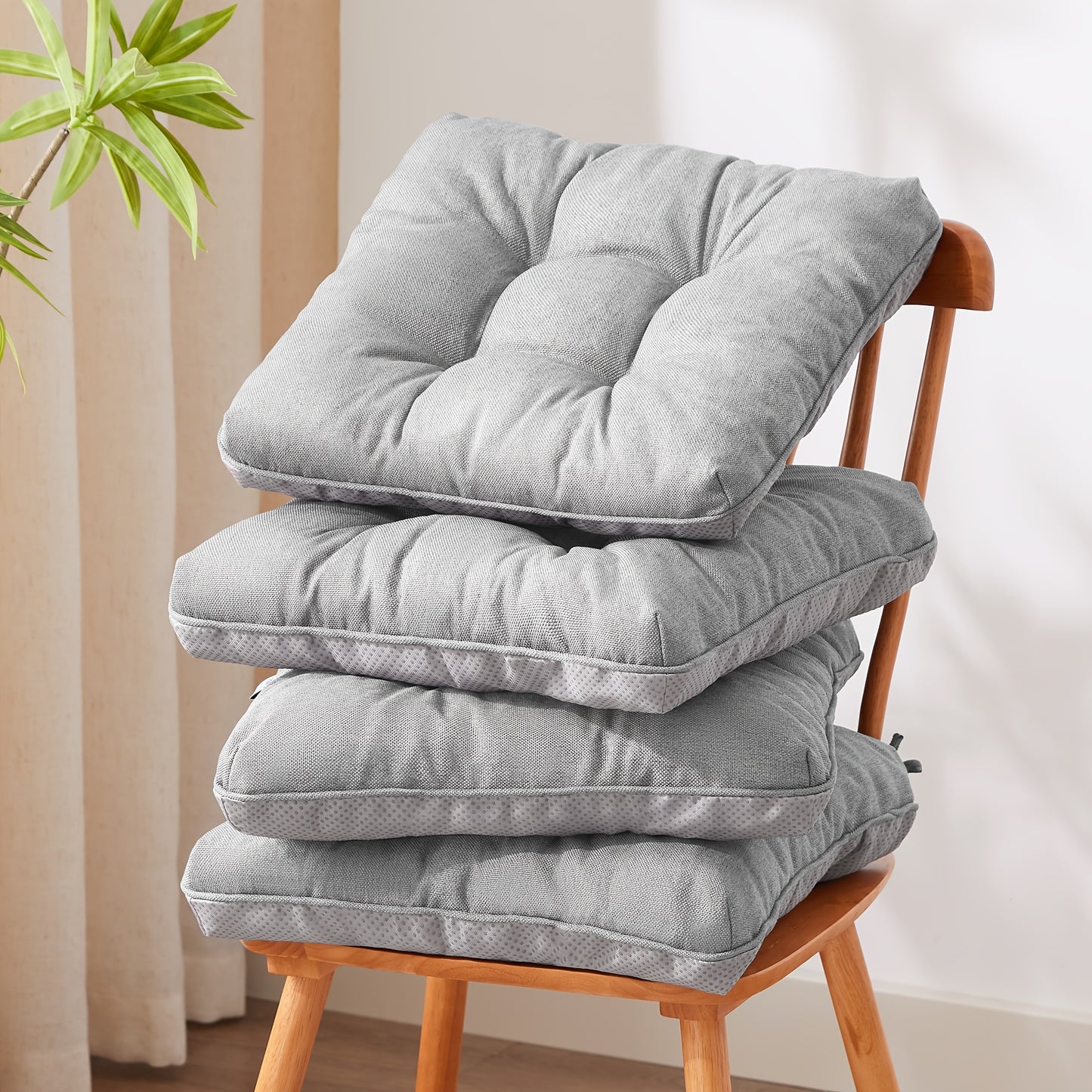 Chair Cushions Set Of 4, Kitchen Chair Cushions with Non-Slip Backing, Seat Cushions for Kitchen Chairs, Indoor Chair Pads with Ties