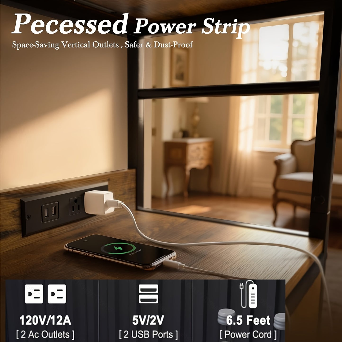 2 Tier Swivel Lift Top Nightstand With Charging Station And Wheels Rustic Brown