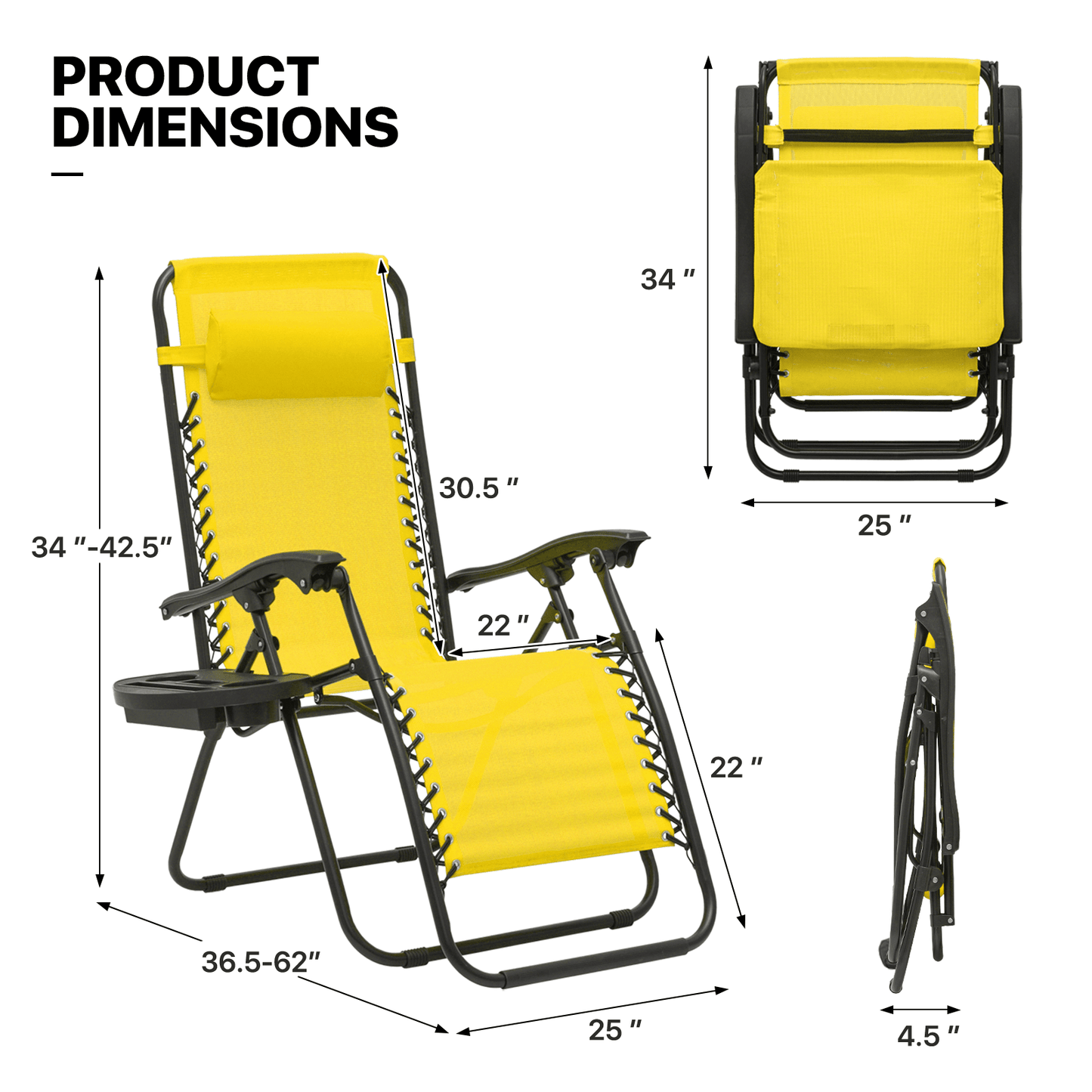 MoNiBloom Zero Gravity Chairs Set of 2 Outdoor Folding Patio Lounge Chairs