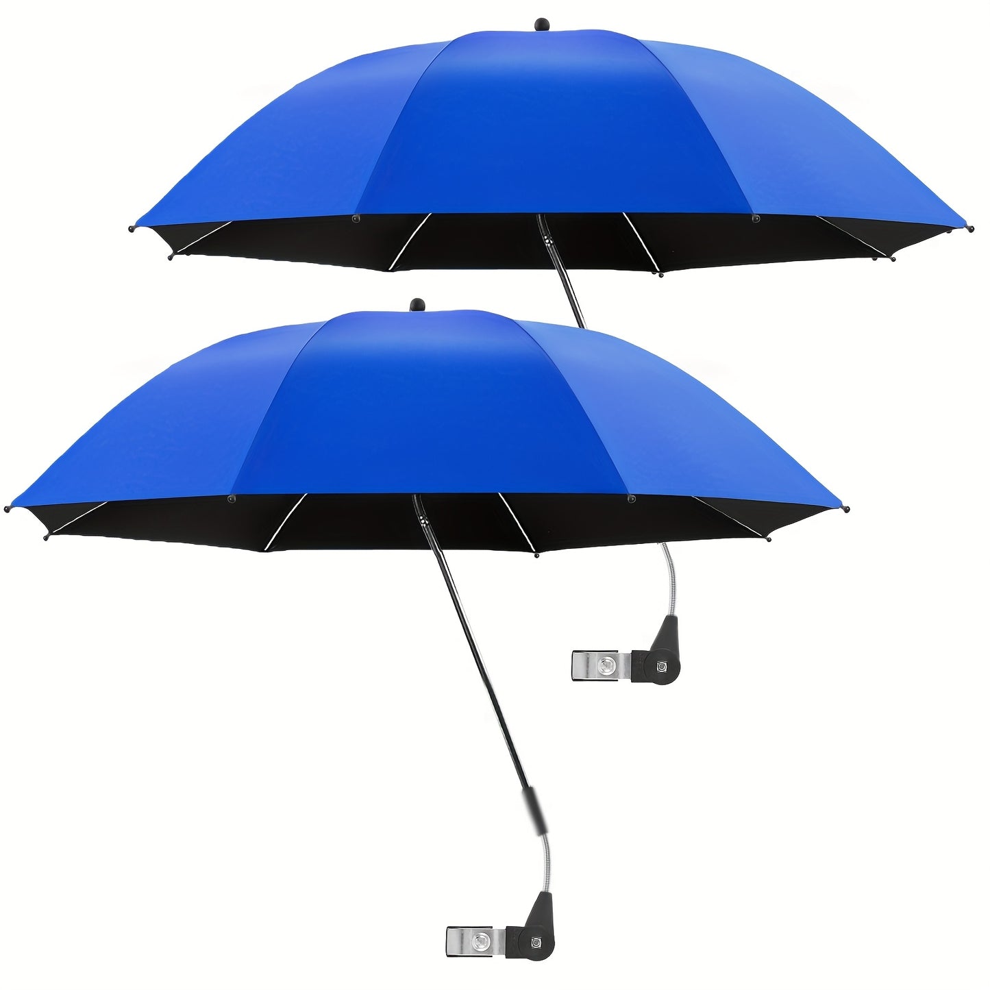 2 Pack Chair Beach Umbrella with 360° Clamp, UPF50+ Sun Protection, Carbon Fiber Pole & Lightweight Polyester Canopy, Mixed Colors for Beach, Camping, Patio, Outdoor Travel, Camping Essentials, Classic Umbrella Design, Durab