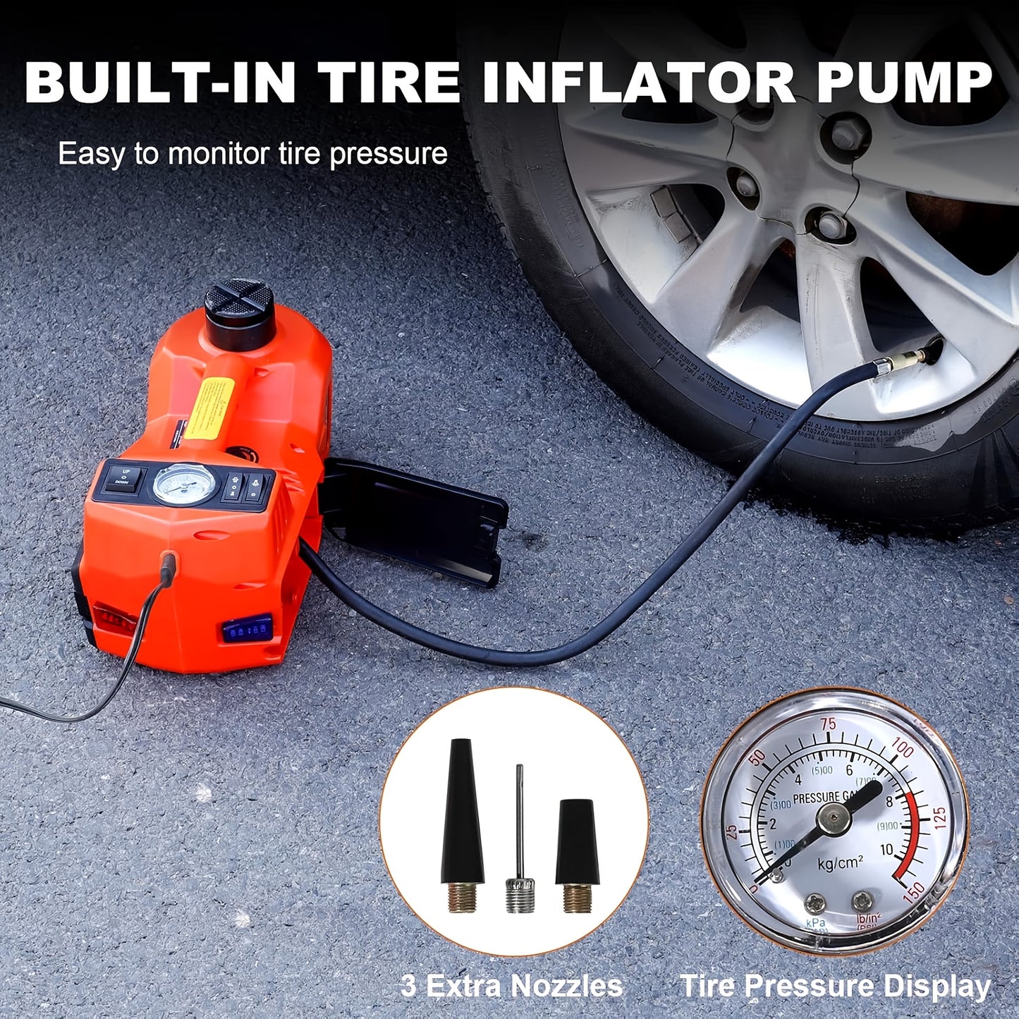 12V 5 Ton Electric Car Jack Set Off Road Kit With Air Compressor And Wrench