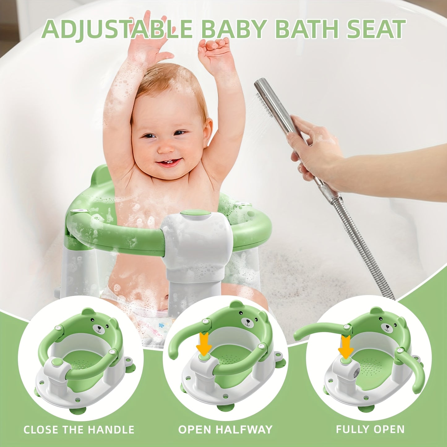 Baby Bath Seat 6 Months And Up Non Slip With 4 Suction Cups