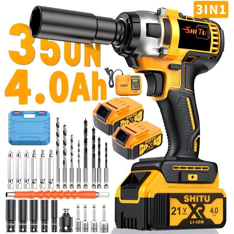21V Wireless Impact Wrench High Torque Kit With 4000mAh Battery