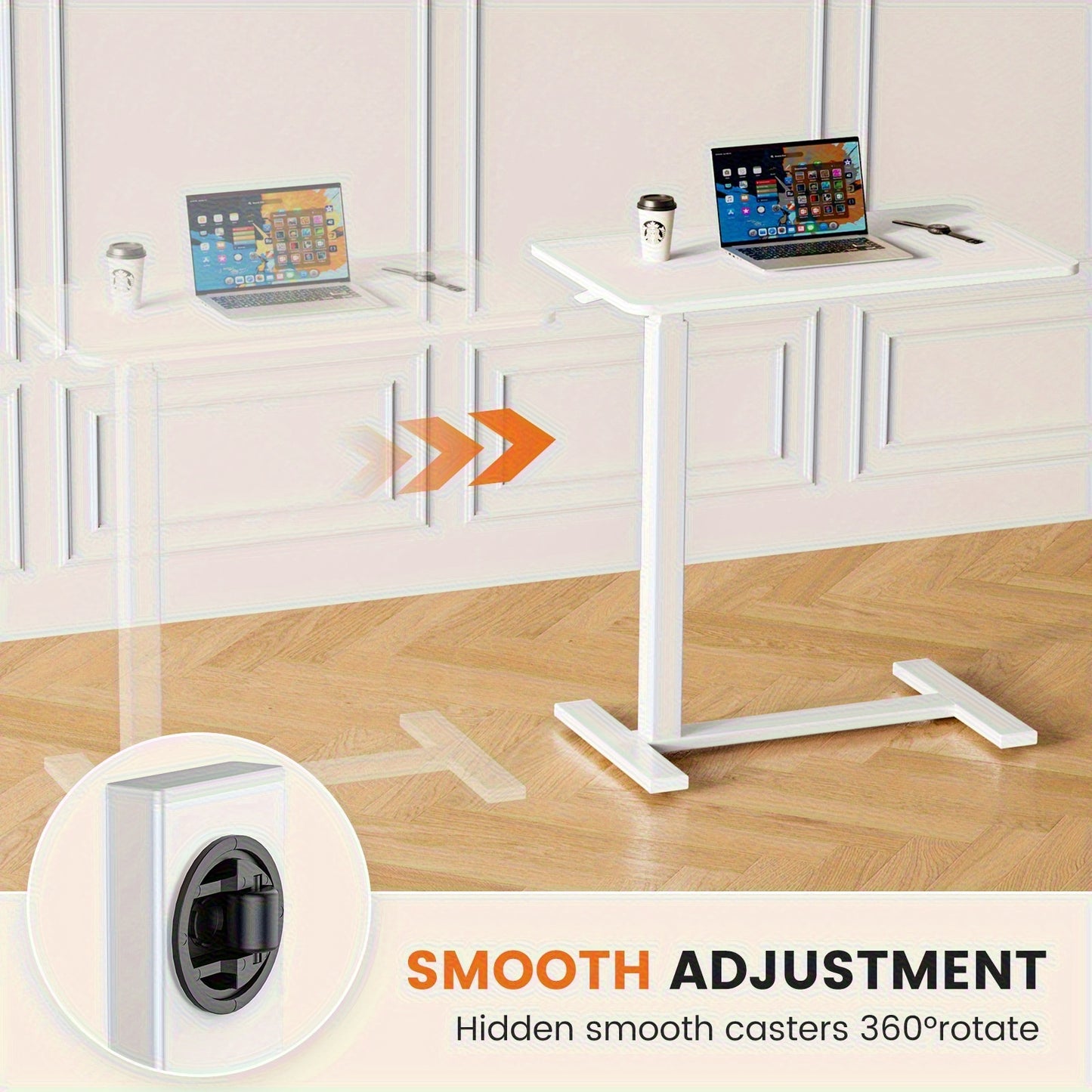 [Durable Adjustable Bed Table] Adjustable Bed Table with Lockable Wheels | Sturdy and Durable for Hospital and Home Healthcare Use
