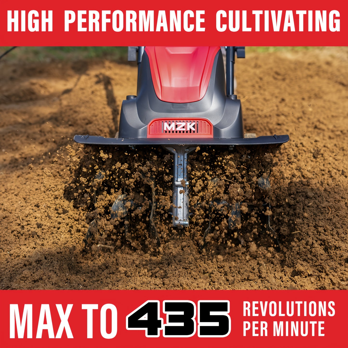 MZK 13.5 Amp Corded Tiller Cultivator 16in Width 8in Depth Adjustable Wheels