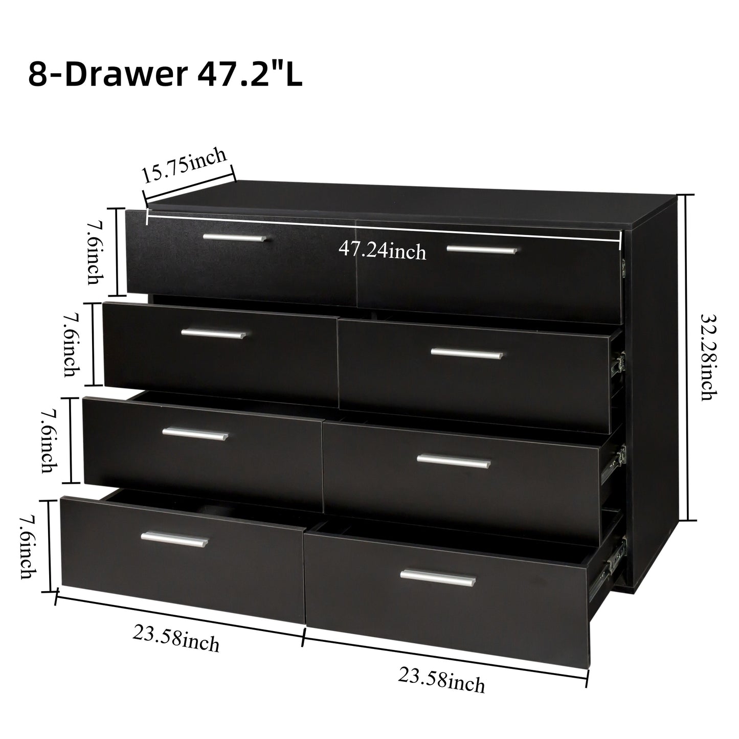 Modern Dresser With 6 Or 8 Deep Drawers For Bedroom Living Room Entryway White