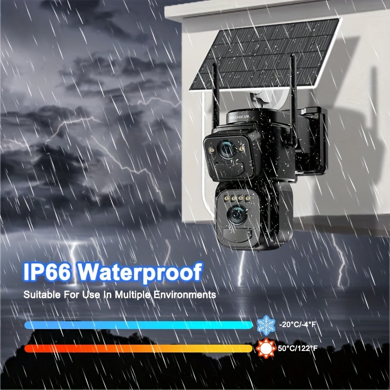 IP66 Waterproof Solar CCTV Camera 2K 10X Zoom 360 Degree Spotlight