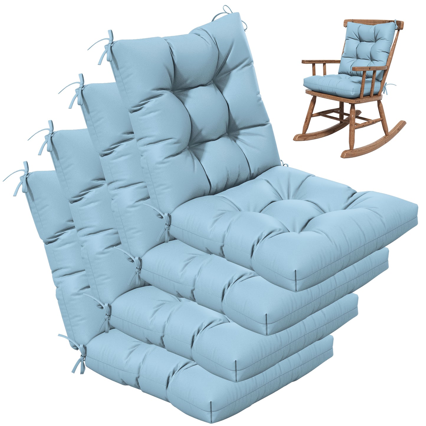 Set of 4 Outdoor Swing Cushions 22.5x22.5 Inches Waterproof All Season