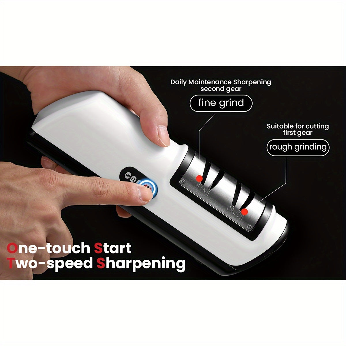 Professional USB Rechargeable Electric Knife Sharpener, 2-Stages Knife Sharpeners 20-Degree Straight Edge, for Kitchen Knives Sharpening and Polishing, Fit for chef knives, slicing knives, santoku knives, paring knives pocket