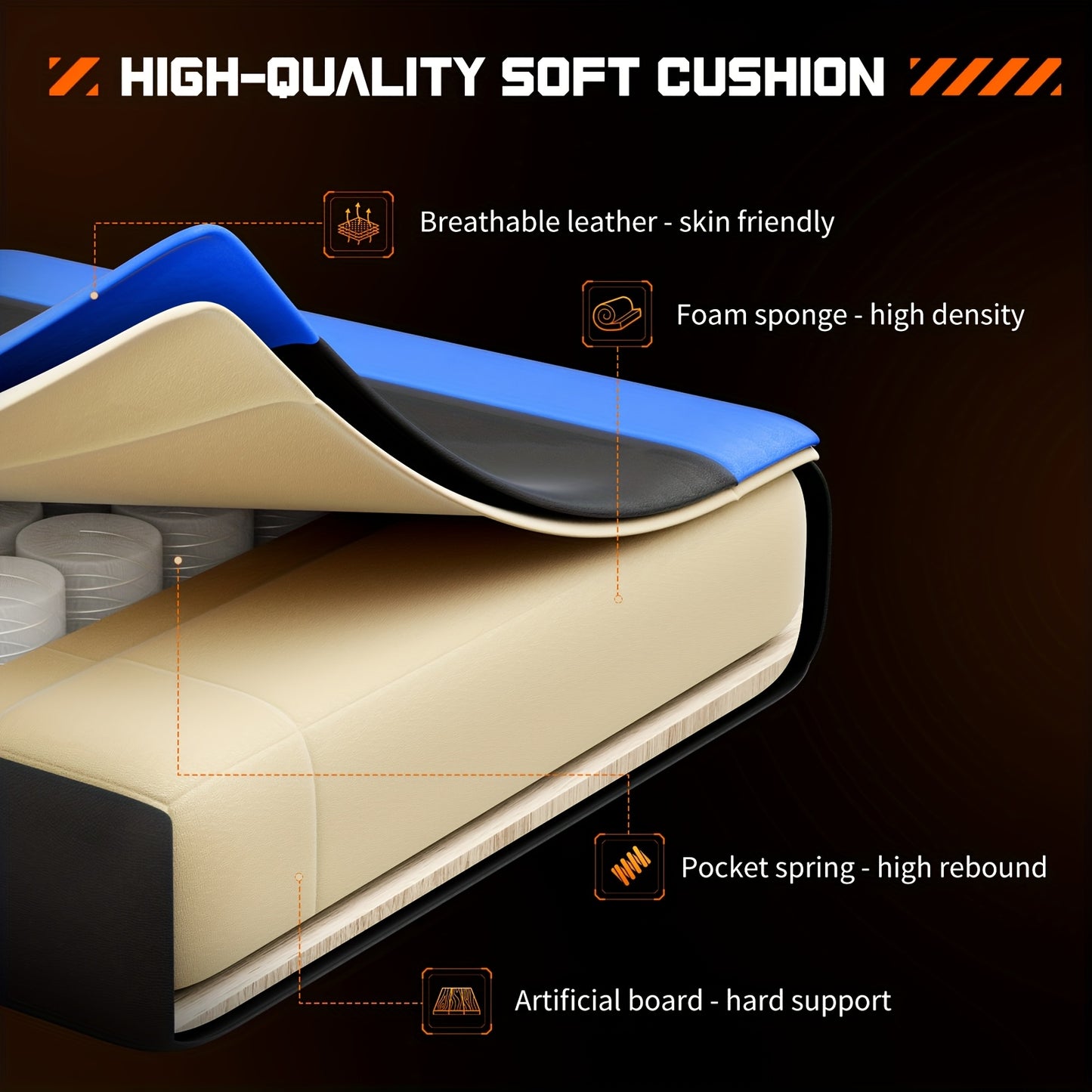 Video Game Desk Chair - Ergonomic Computer With Footrest And Comfy Lumbar Support, Recliner With Headrest, Fixed Up Armrest