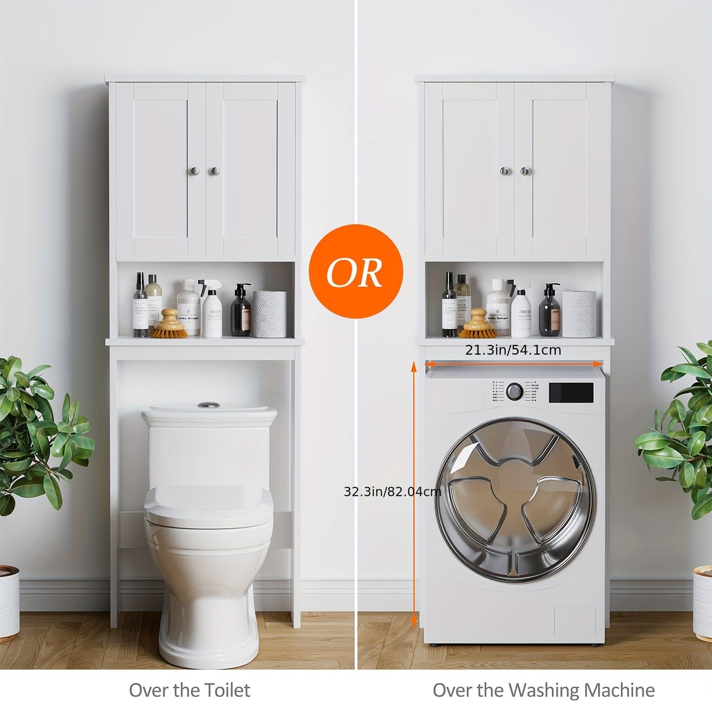 JY QAQA Over The Toilet Storage Cabinet White Space Saver With Adjustable Shelf