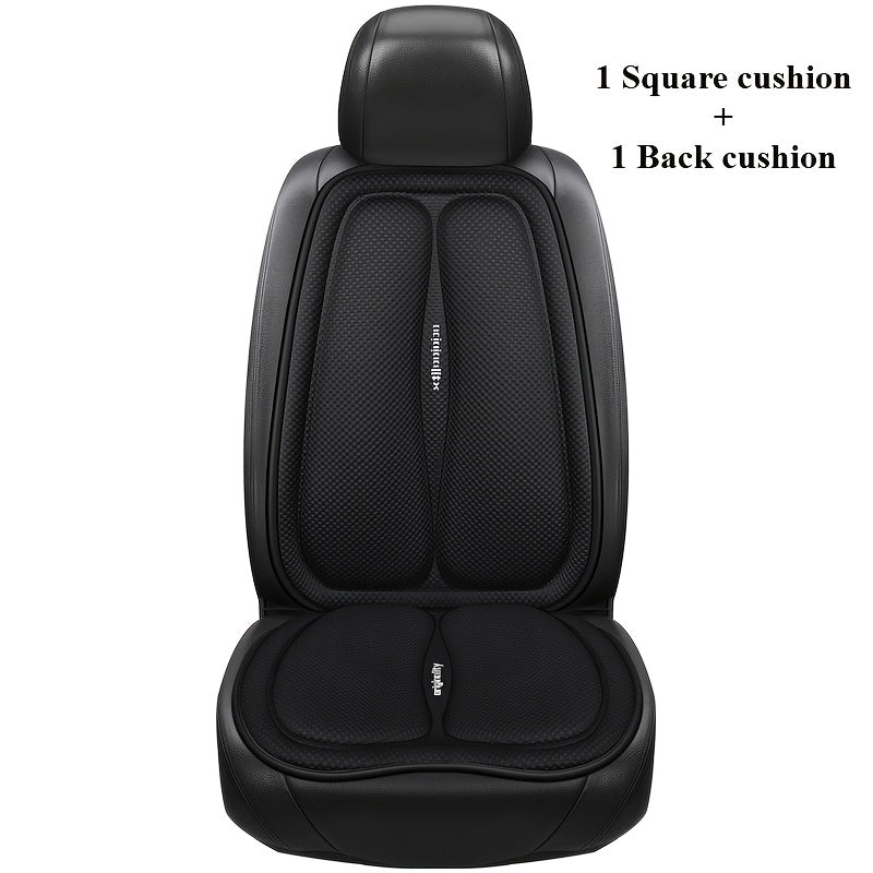 Car Accessories 2-Piece Set, Universal Square Car Seat Cushion + Backrest Pad for All-Season Use – Breathable & Cool in Autumn/Warming Winter Comfort Design. Easy to Install Multi-Layered Space Patterns, Perfect