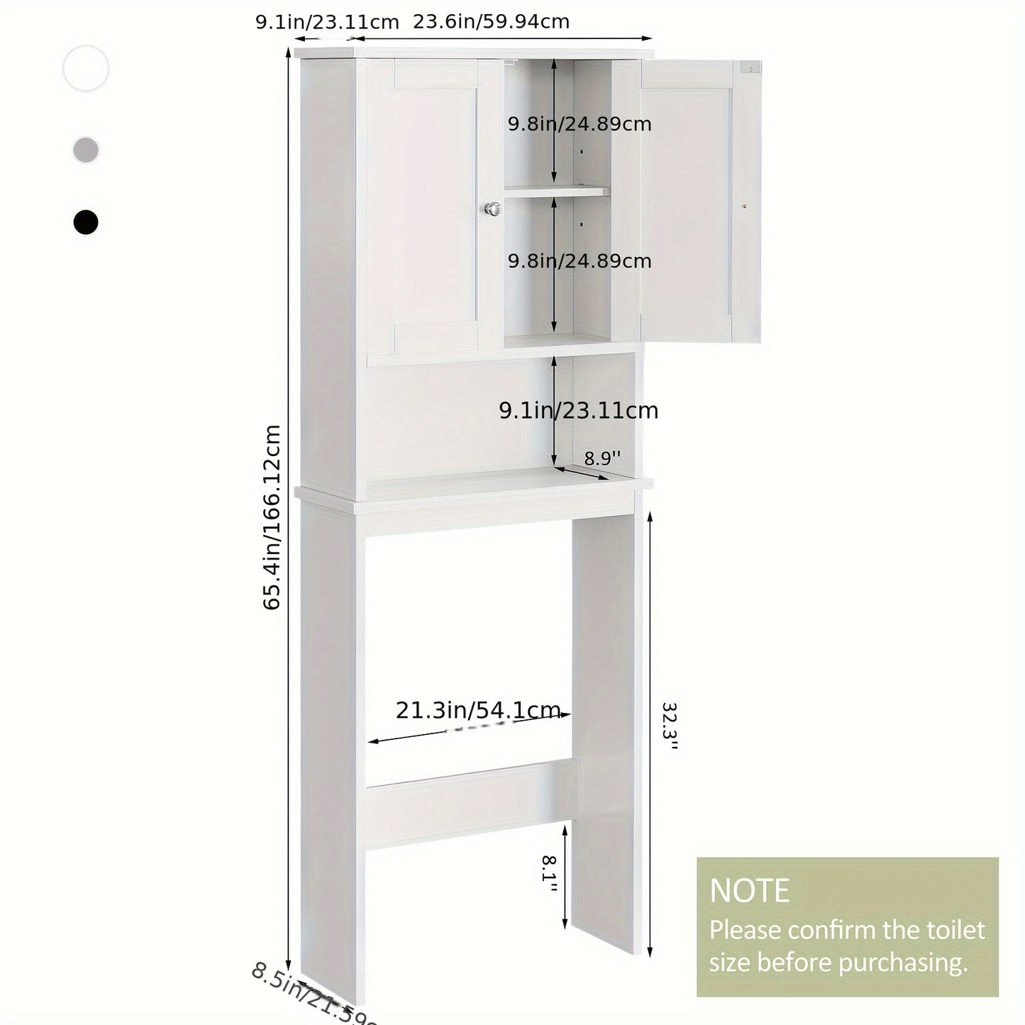 JY QAQA Over The Toilet Storage Cabinet White Space Saver With Adjustable Shelf