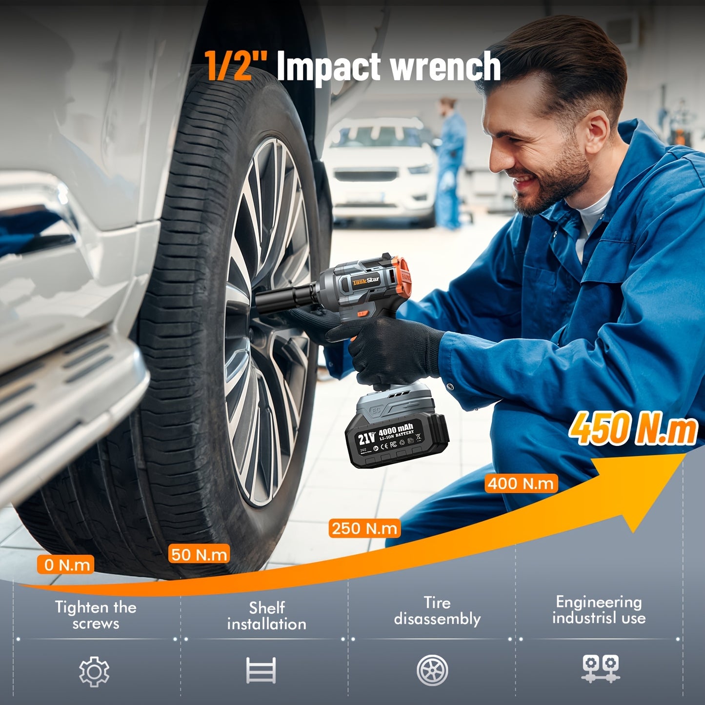 Electric Ratchet Wrench 400 Nm Impact Wrench With Variable Speed Trigger Charger