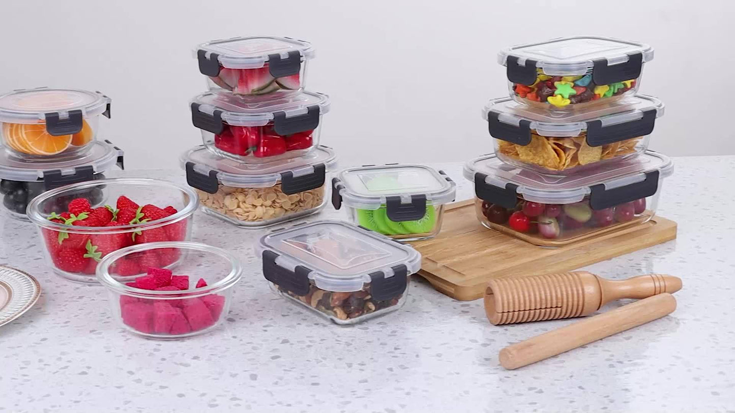 12 Pack Glass Food Storage Containers With Lids Airtight Microwave Safe