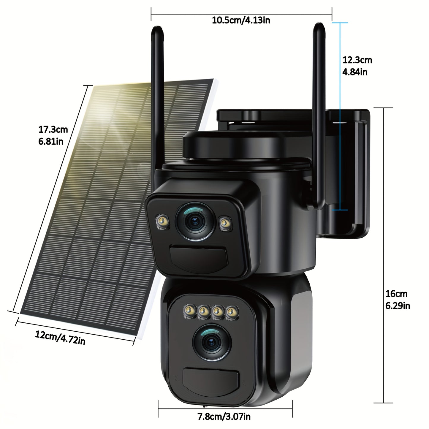 IP66 Waterproof Solar CCTV Camera 2K 10X Zoom 360 Degree Spotlight