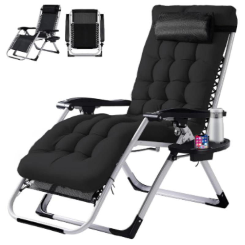 EDX Zero Gravity Recliner With Foldable Headrests Cup Holder Tray Indoor Outdoor