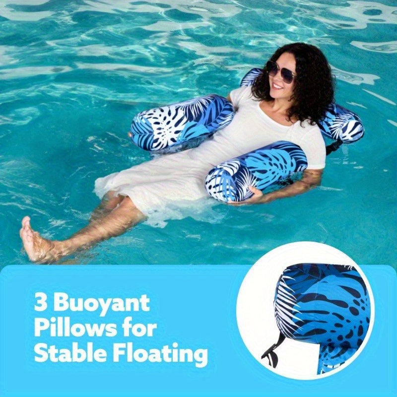 JOYFY 1 Pack/2 Pack Leaf Design Floating Lounger - Inflatable Pool Chair for Adults, Portable Summer Float for Beach, Lake & Pool Parties