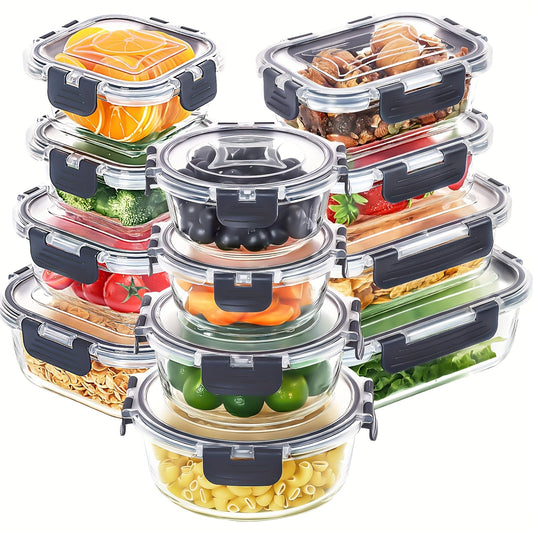 12 Pack Glass Food Storage Containers With Lids Airtight Microwave Safe