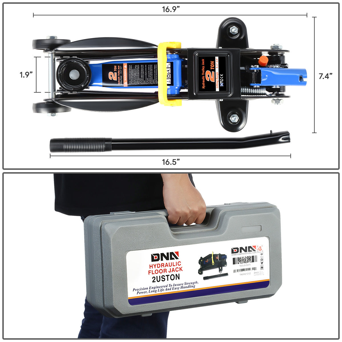 2 Ton And 3 Ton Heavy Duty Steel Low Profile Hydraulic Floor Jack Blue