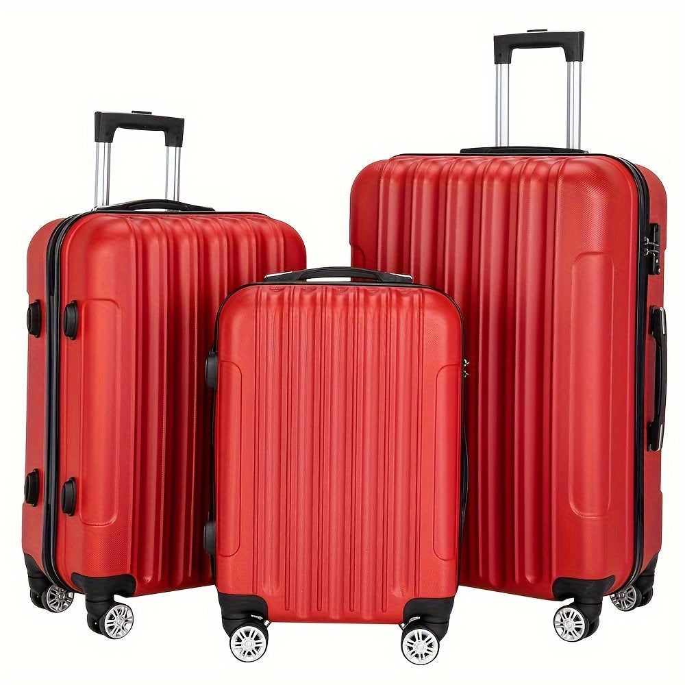 ABS Luggage 3 Hardshell Set With 20 24 28 Inch Aluminum Handle Spinner TSA Lock