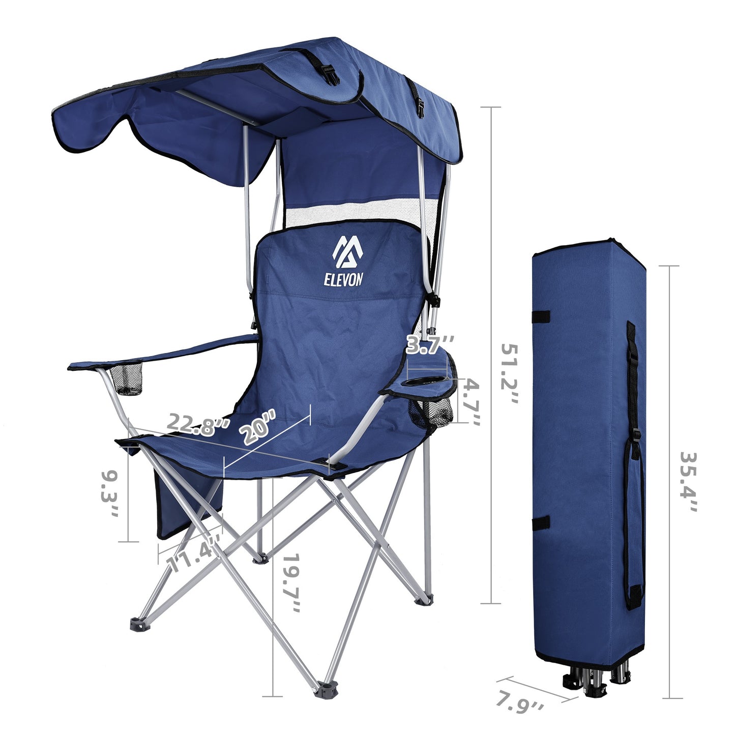 BalanceFrom Canopy Chair Folding Camping Recliner Support with Carrying Bag