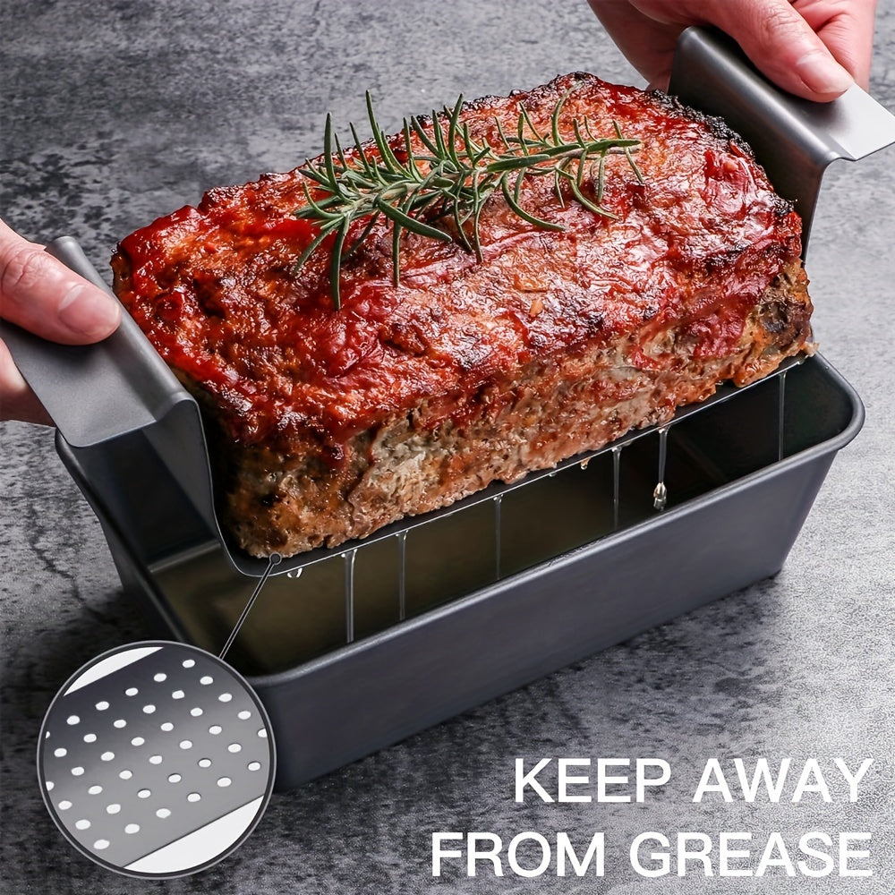 [Non-stick Meatloaf Pan] 2 Set Non-stick Meatloaf Pan with Drain Tray | Reduce Fat, Enhance Taste, Bread Pan Set for Baking