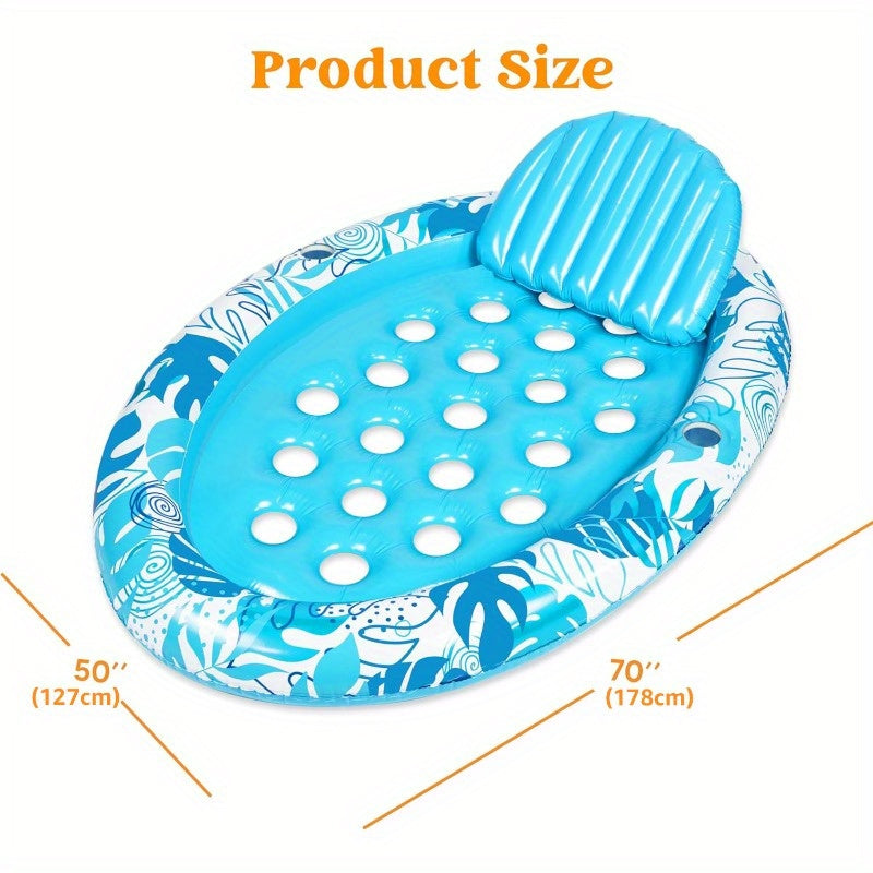 SYNCFUN Inflatable Tanning Pool Floats Adult-Oval Tanning Float Lounger for Adults Raft, Sunbathing Lounge Cool Water Party Games Lake Beach Swimming Pool Sun Tan Tube with Backrest Cup Holders