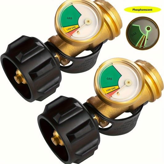 Propane Tank Gauge Level Indicator Leak Detector For 5lb-40lb Propane Tanks, Universal For BBQ Gas Grill, Cylinder, RV Camper, And More Appliances, Type 1 Connection, 1Pack/2pack
