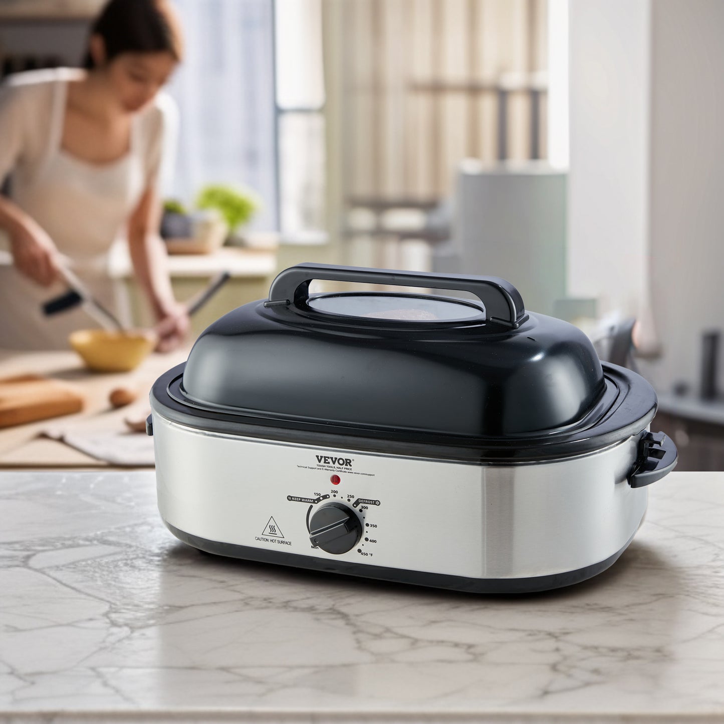 VEVOR Electric Roaster Oven 22 Qt Self Basting Lid 1450W