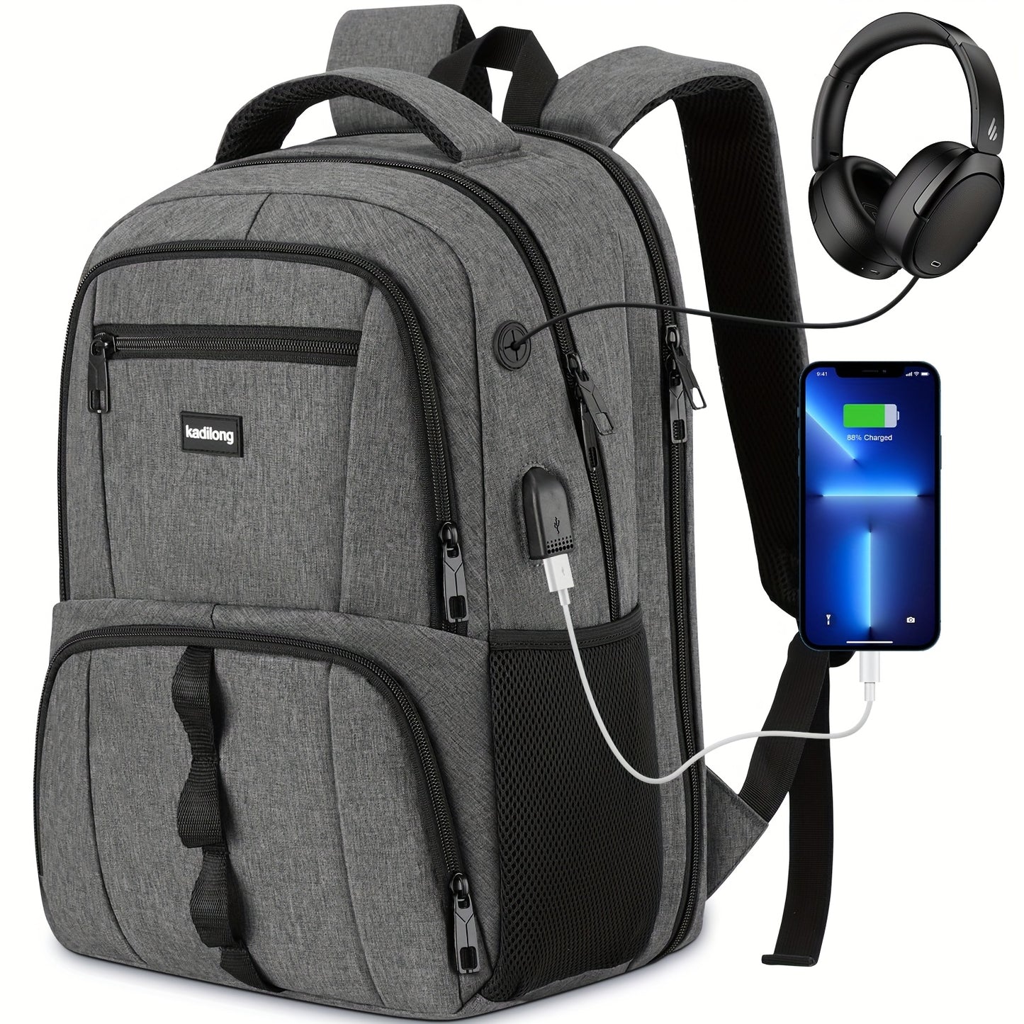 [Anti Theft Backpack] Anti Theft Laptop Backpack | For Men Women, College School Bookbags Computer Bag Gift For Teenage Boys Girls, Business Travel Back Pack With USB Charging Port Fits 15.6 Inch Notebook