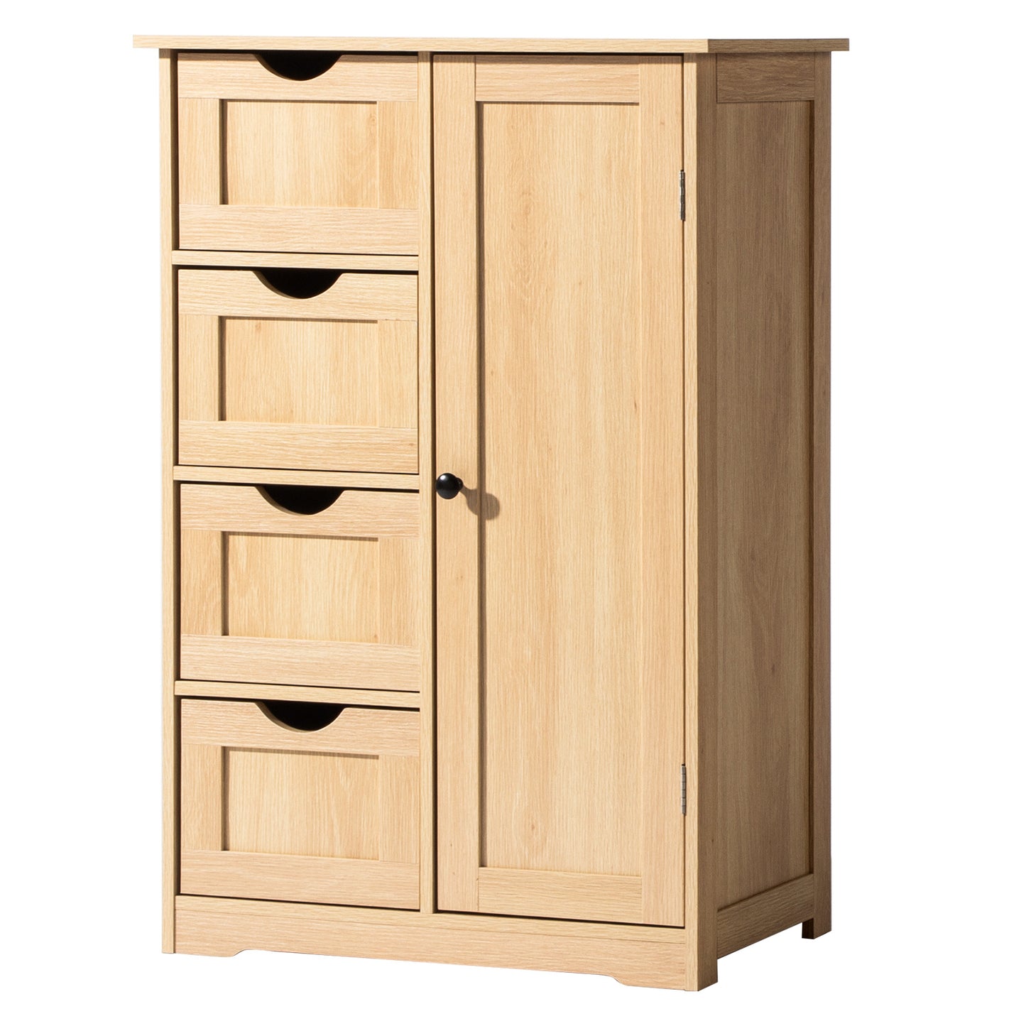 4 Drawer Bathroom Vanity Cabinet With Door Natural Wood Laminate 56x30x80cm