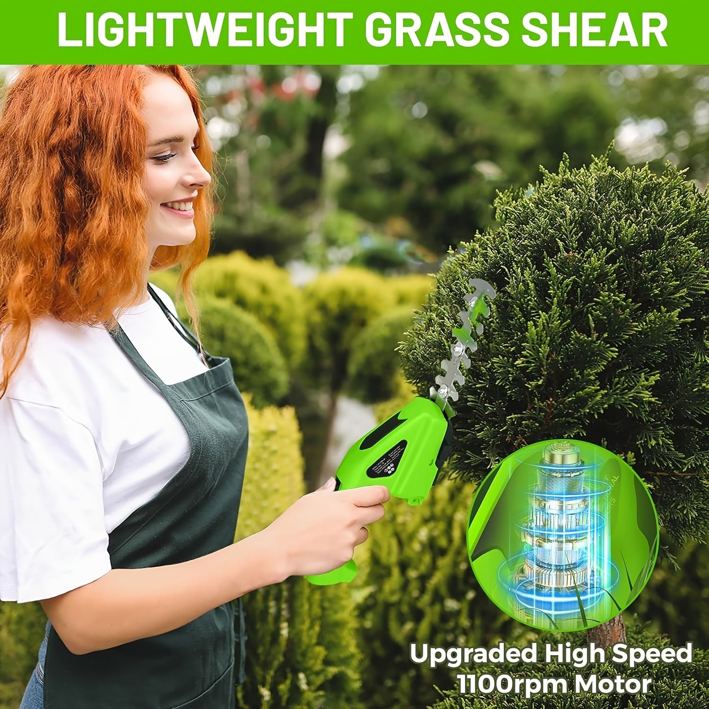 2-In-1 Cordless Hedge Trimmer And Grass Shears 1500mAh Battery Powered