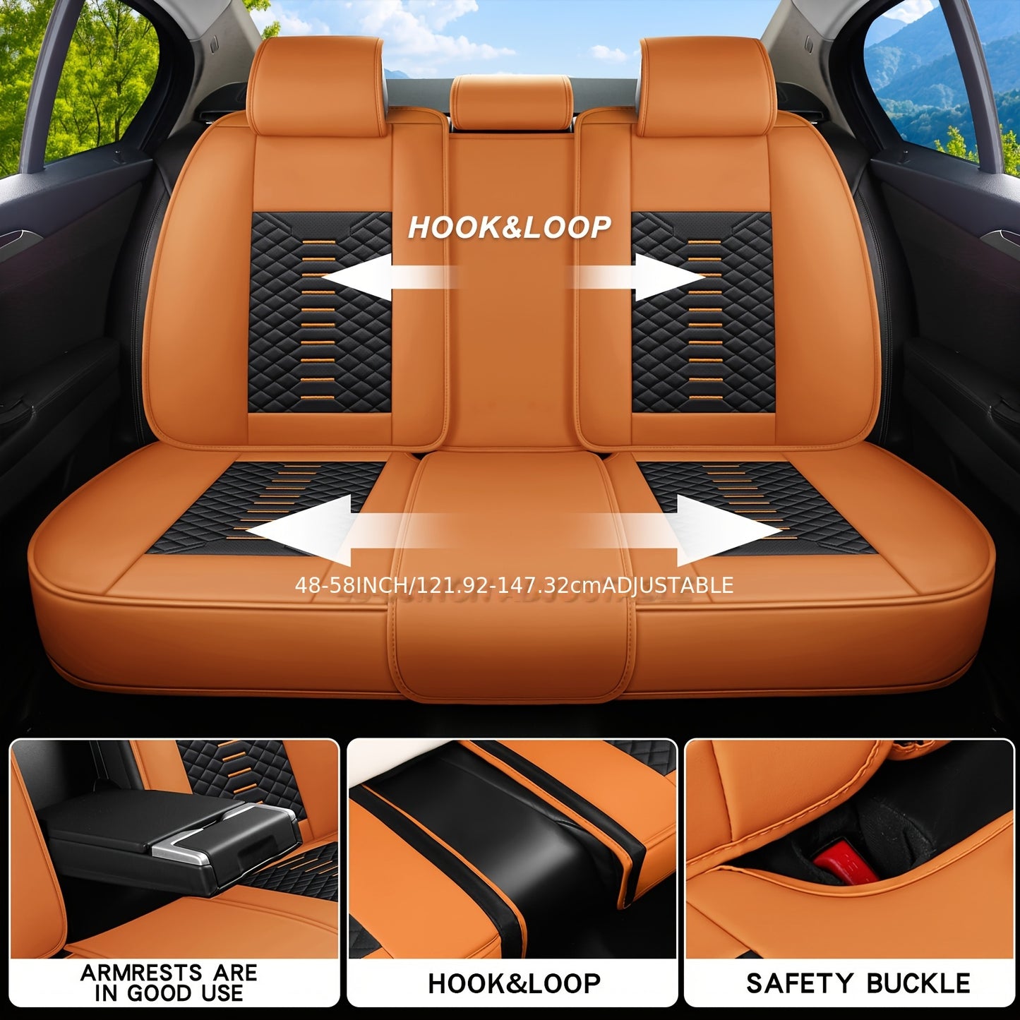 5 Seat Nappa Leather Breathable Perforated Air Hole Universal Car Seat Covers Full Set Full Surrounded Front Back Side Cushion Protector Fit for Most Cars SUV Truck Sedan