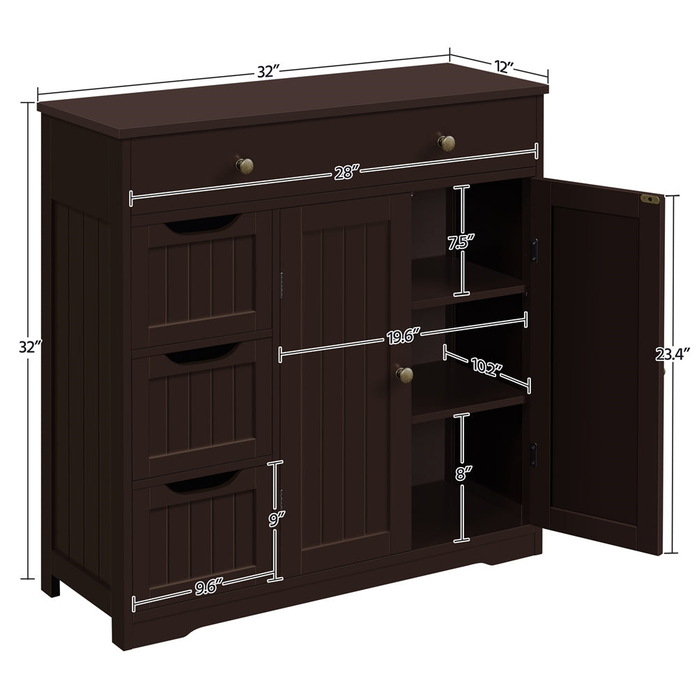 Costoffs Bathroom Storage Cabinet With 4 Drawers And 2 Doors Moisture Resistant