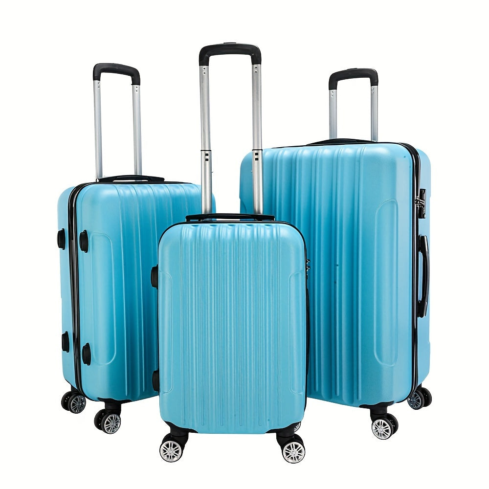 ABS Luggage 3 Hardshell Set With 20 24 28 Inch Aluminum Handle Spinner TSA Lock