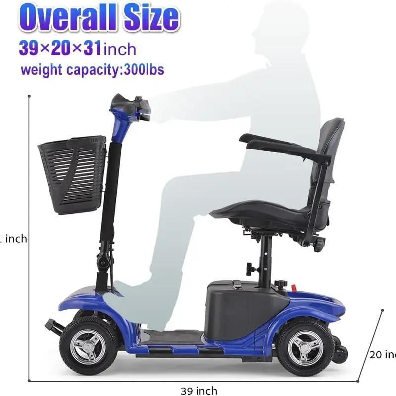 Electric Mobility Scooter for Adults, Senior, 4 Wheels Electric Powered Chargeable Device for Travel