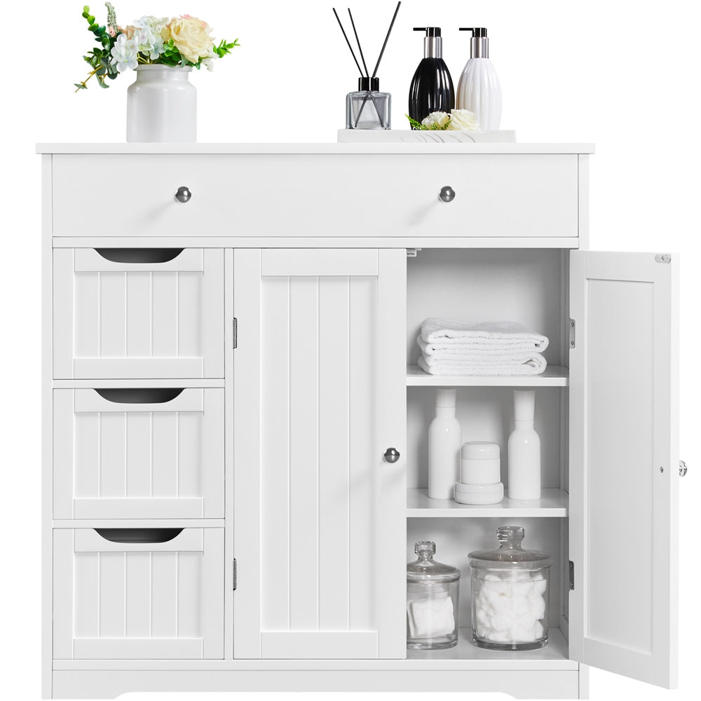 Costoffs Bathroom Storage Cabinet With 4 Drawers And 2 Doors Moisture Resistant