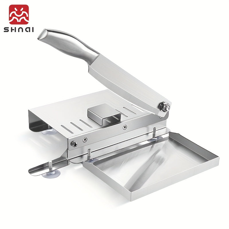 Stainless Steel Manual Slicer Meat Cutter Cutter Slicing Knife Easy To Clean Stainless Steel Manual Meat Cutter Suitable For Frozen Beef, Vegetables And Bones, Ideal Kitchen Gadget