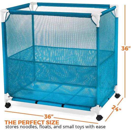 Pool Storage Bin, Pool Toy Storage Cart, Durable UV Resistant Fabric Resists Fading and Cracking, Medium Size 36 x 36 x 24, Bonus Mesh Bag Included Teal