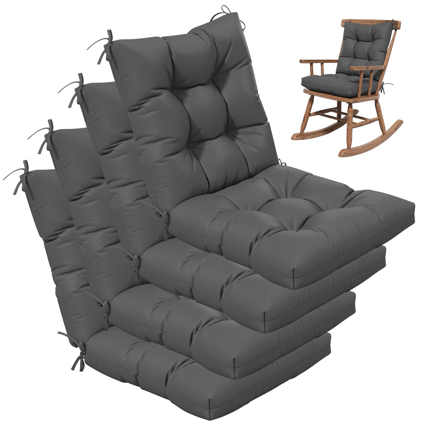 Set of 4 Outdoor Swing Cushions 22.5x22.5 Inches Waterproof All Season