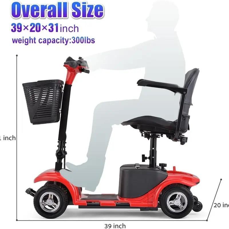 Electric Mobility Scooter for Adults, Senior, 4 Wheels Electric Powered Chargeable Device for Travel