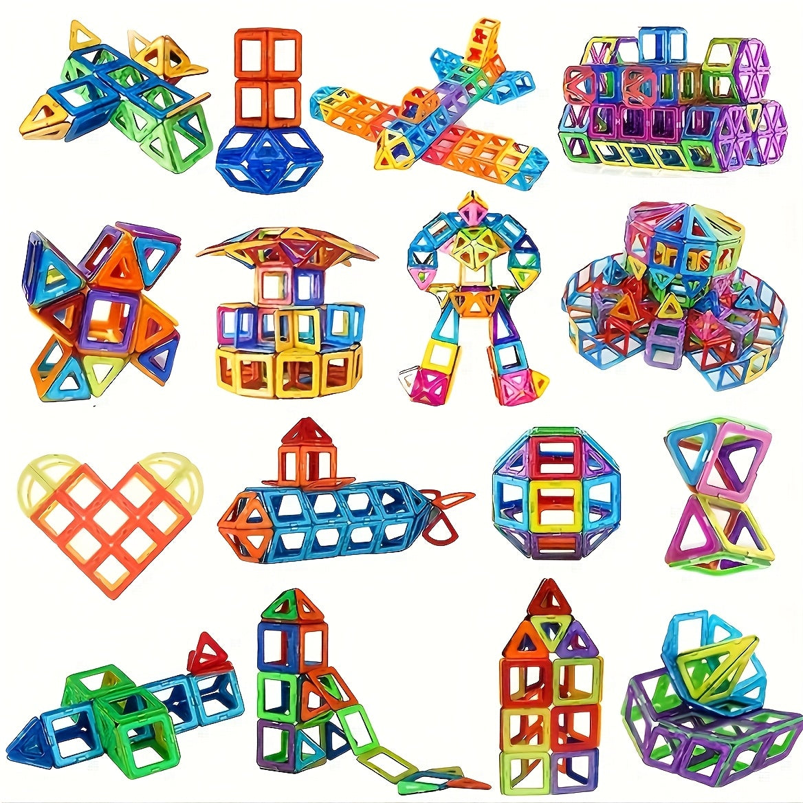 122pcs - DIY Magnetic Toys With Magnetic Blocks, Large-sized STEM Toy Structure Set Toys, Educational Magnetic Toys For Learning, Magnetic Tiles, Birthday, Halloween, Valentine'S Day Gifts