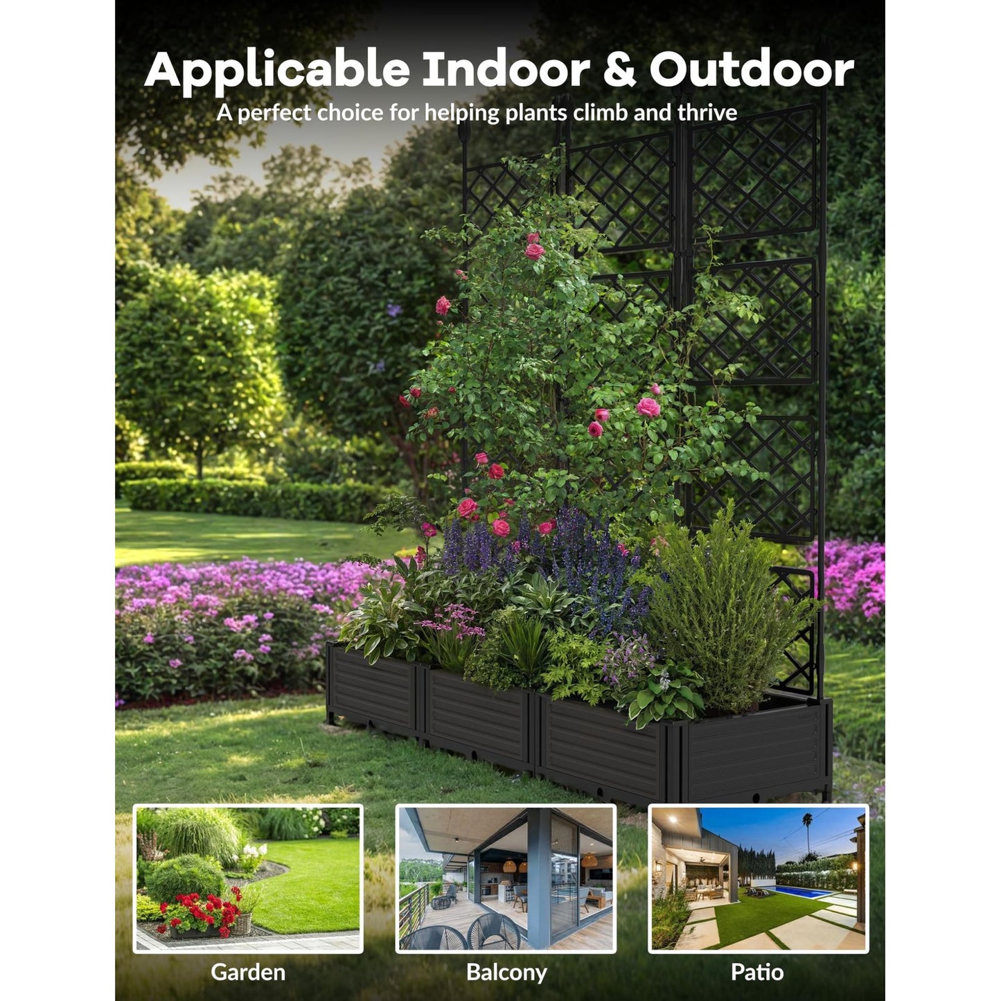 3 Piece Raised Garden Bed Kit 50 Inch By 63 Inch Vertical Garden Box Balcony