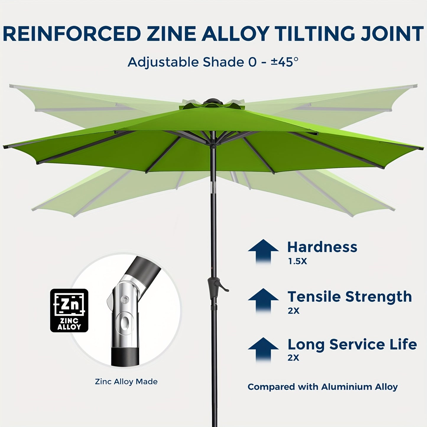 [Outdoor Patio Umbrella] 9ft Outdoor Patio Umbrella | 8 Colors, Push Button Tilt Crank, 8 Iron Umbrella Ribs, For Garden, Deck, Backyard, Pool, Garden Houses (No Base)
